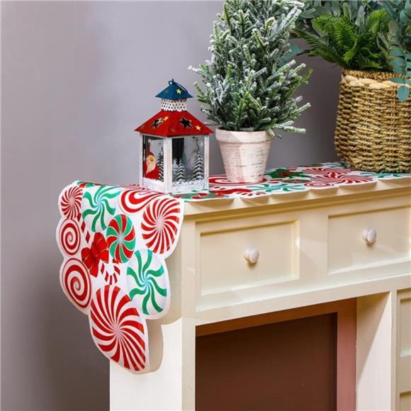 Christmas Table Runner Poinsettia | Table Runner Candy Table 71 x 14 Inches - Picture 3 of 7